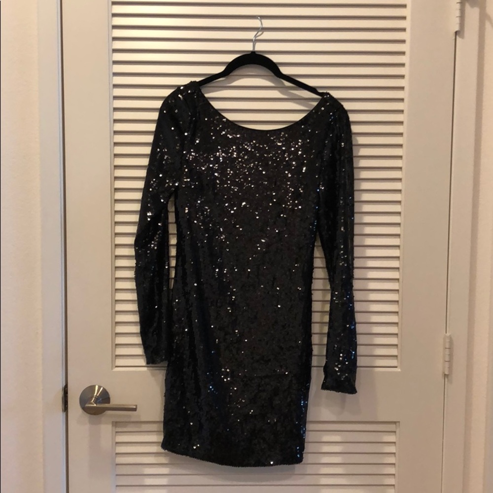 Black sequined mini dress